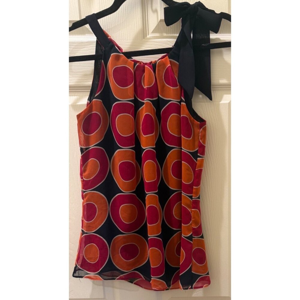 Ann Taylor Multicolor Halter Top With Bold Retro Circle Print